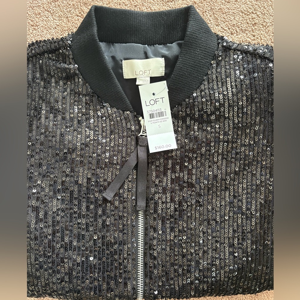 Loft sequin bomber jacket small new - Picture 2 of 3